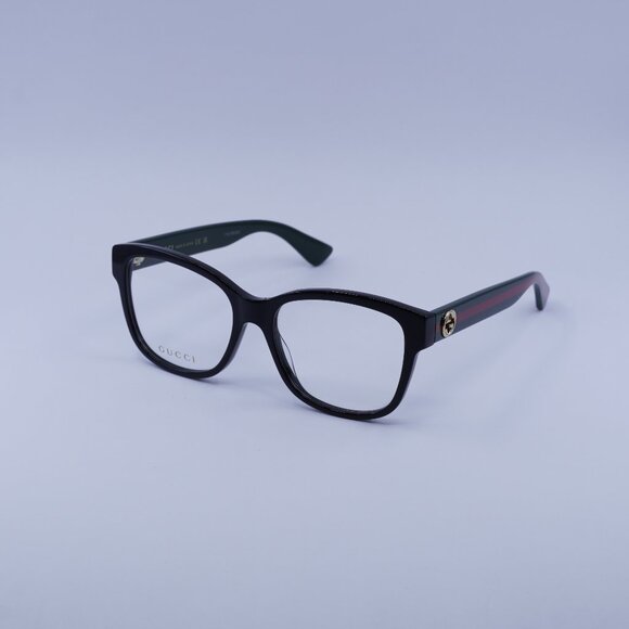 Gucci GG0038ON 011 Eyeglasses Black/Green 54mm Square Frame - Picture 1 of 11